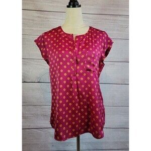 Liz Claiborne Floral Summer Blouse Pink/Gold M